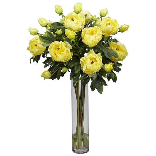 Peony with Cylinder Silk Flower Arrangement
